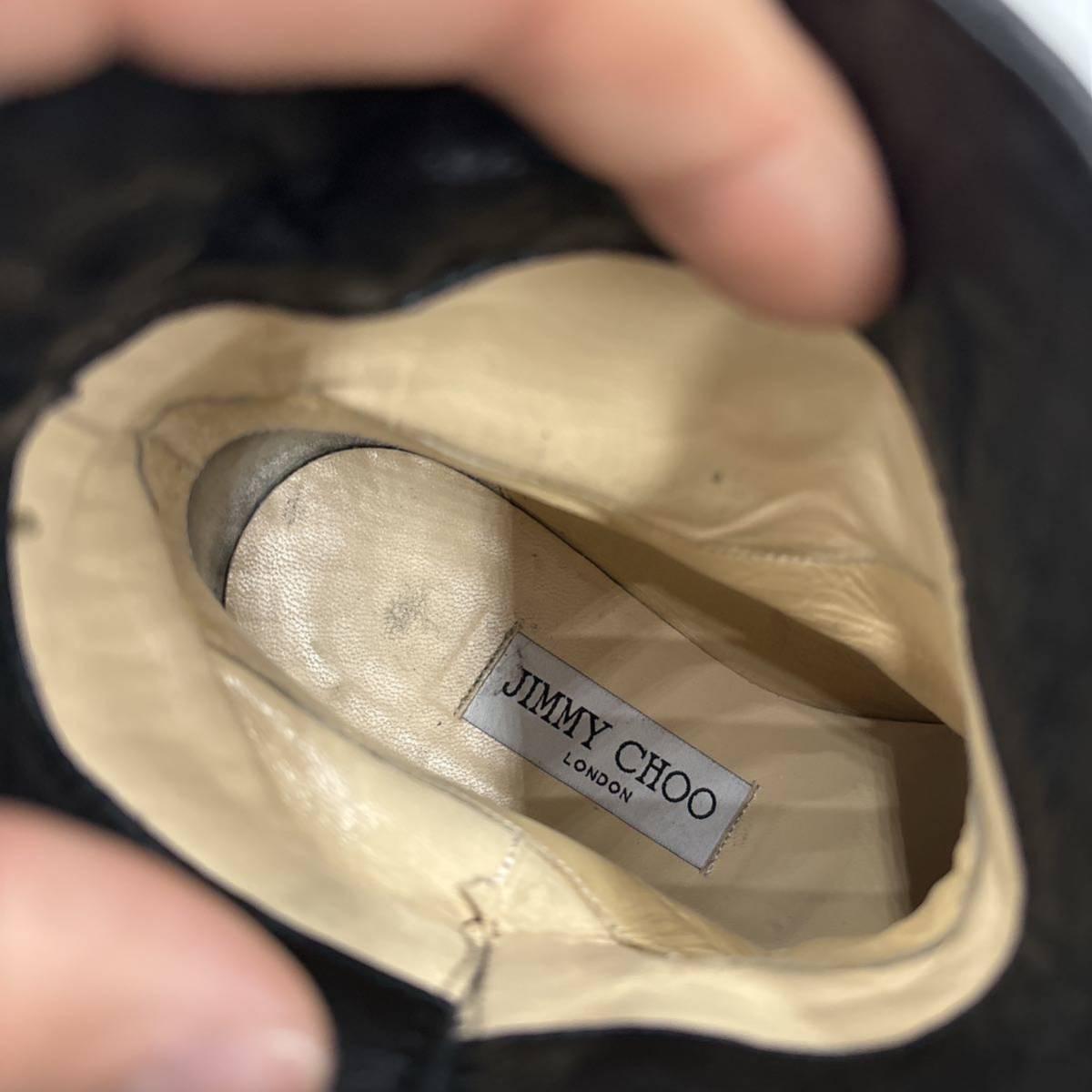 F ＊ 良品 保存袋付き イタリア製 '高級婦人靴' JIMMY CHOO ジミーチュウ 本革 ショート エンジニアブーツ 革靴 EU35 22cm レディース _画像8