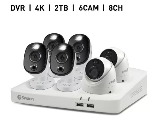 CP1579c 未使用 Swann スワン 防犯カメラセット DVRシステム 2TBHDD 8ch 4Kカメラ 6台セット 監視カメラ