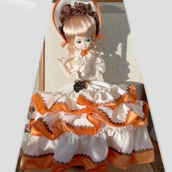 リボン SUKIYO DOLL スキヨドール フランス人形 洋人形 オレンジ　スキヨ人形　レトロ_画像1