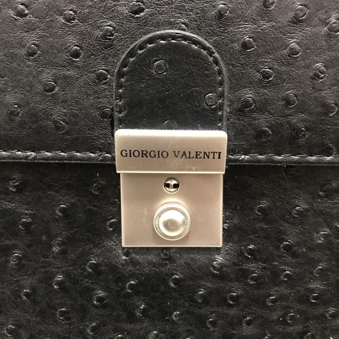 未使用　オーストリッチ型押し ブリーフケース ビジネスバッグ ブラック GIORGIO VALENTI 鍵付き メンズバッグ 書類カバン