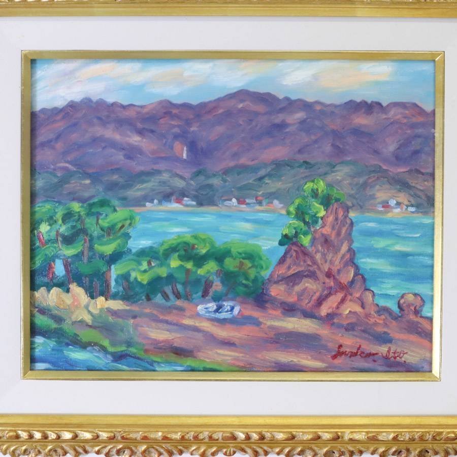 伊藤順子 「那智の滝遠望」肉筆 風景 油彩画 額装 F6号 高島屋他 伊藤順子 「那智の滝遠望」肉筆 風景 油彩画 額装 F6号 高島屋他