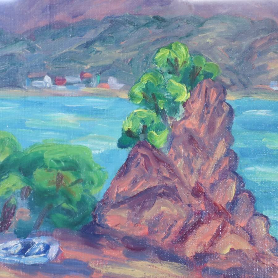 伊藤順子 「那智の滝遠望」肉筆 風景 油彩画 額装 F6号 高島屋他 伊藤順子 「那智の滝遠望」肉筆 風景 油彩画 額装 F6号 高島屋他