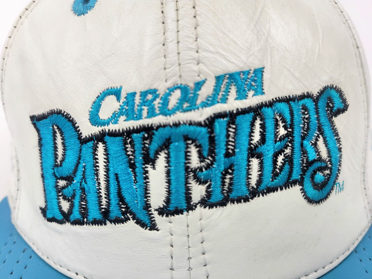 レア 80s~ USA製 NFL CAROLINA PANTHERS レザー スナップバック レア 80s~ USA製 NFL CAROLINA PANTHERS レザー スナップバック