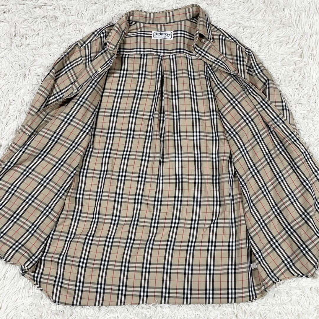 【美品 人気のLサイズ】バーバリー Burberry ノバチェック ホースロゴ 長袖シャツ ベージュ サイズ41L メンズ_画像4