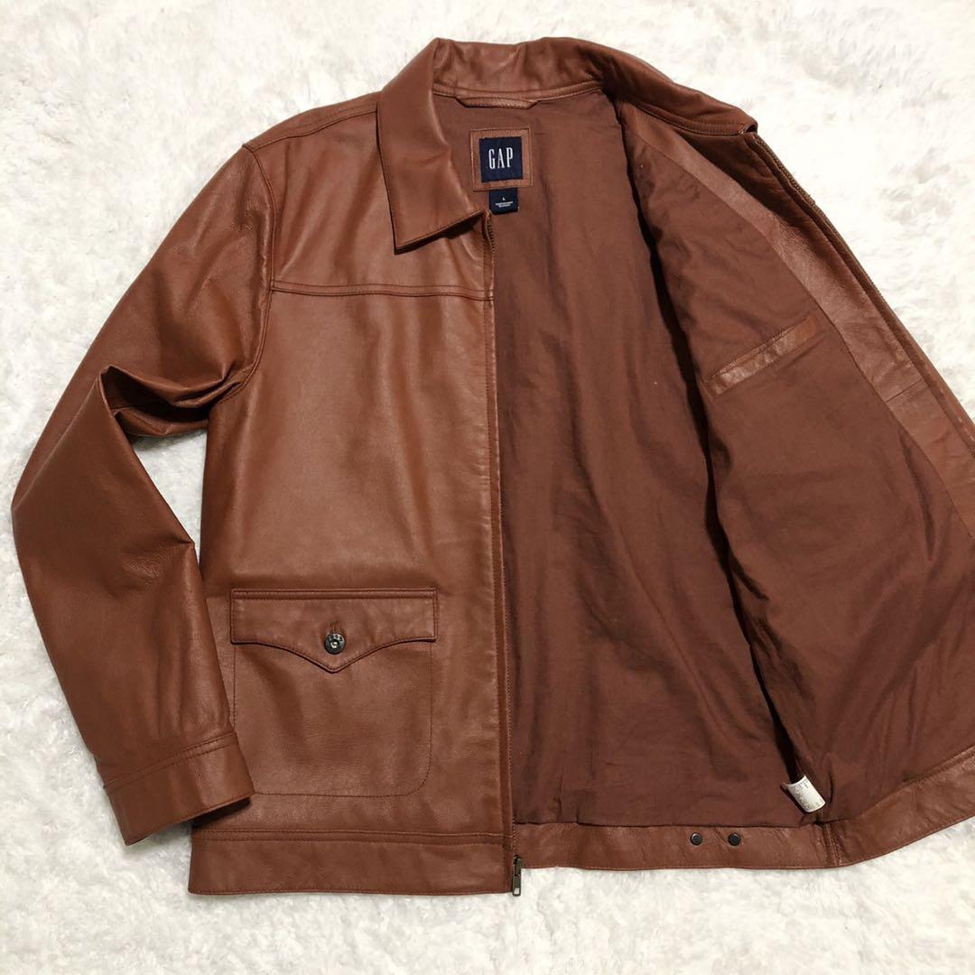 【極美品】OLD GAP オールドギャップ 【入手困難】本革 レザージャケット ライダース ブラウン 茶 サイズL メンズ_画像1