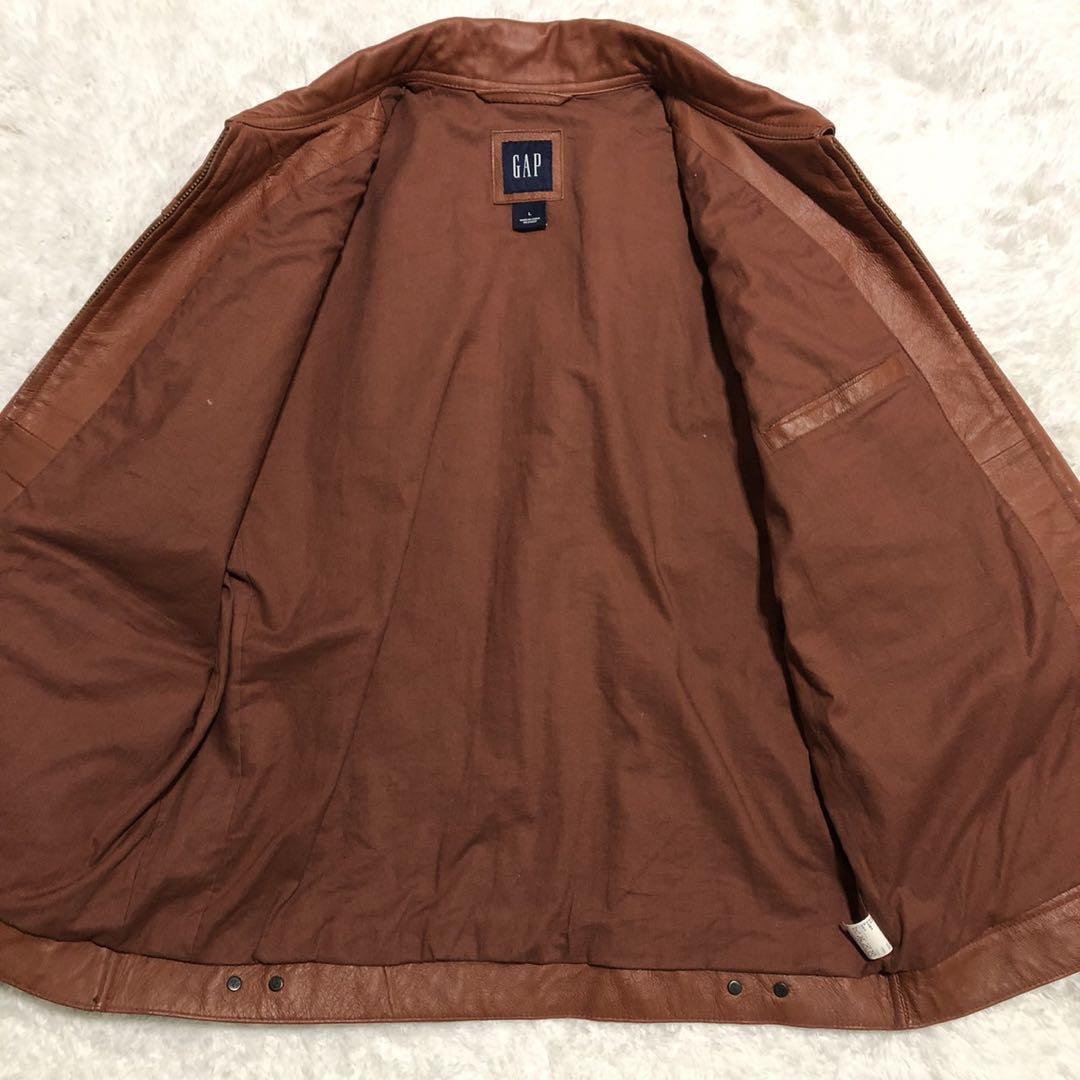 【極美品】OLD GAP オールドギャップ 【入手困難】本革 レザージャケット ライダース ブラウン 茶 サイズL メンズ_画像4