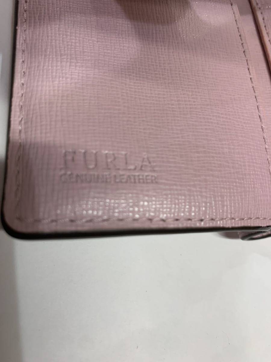 FURLA フルラ ピンク 三つ折り財布 レザー ゴールド金具 ゴールドロゴ ブランド財布 _画像6