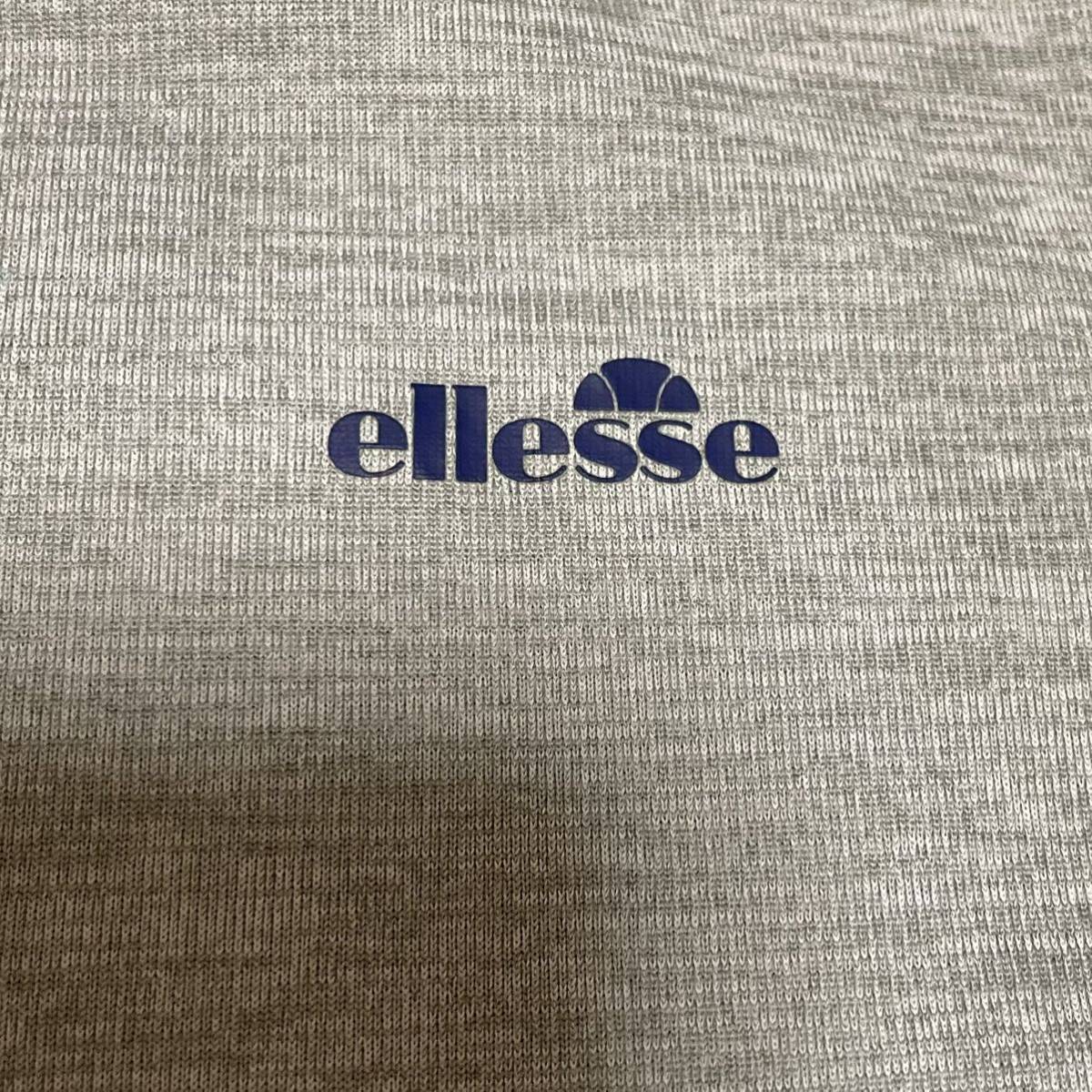 エレッセ【ellesse】半袖Tシャツ テニスウェア ロゴ Lサイズ グレー×ホワイト/灰白 EW08107 ポリエステル100% メッシュ ゴールドウイン_画像5