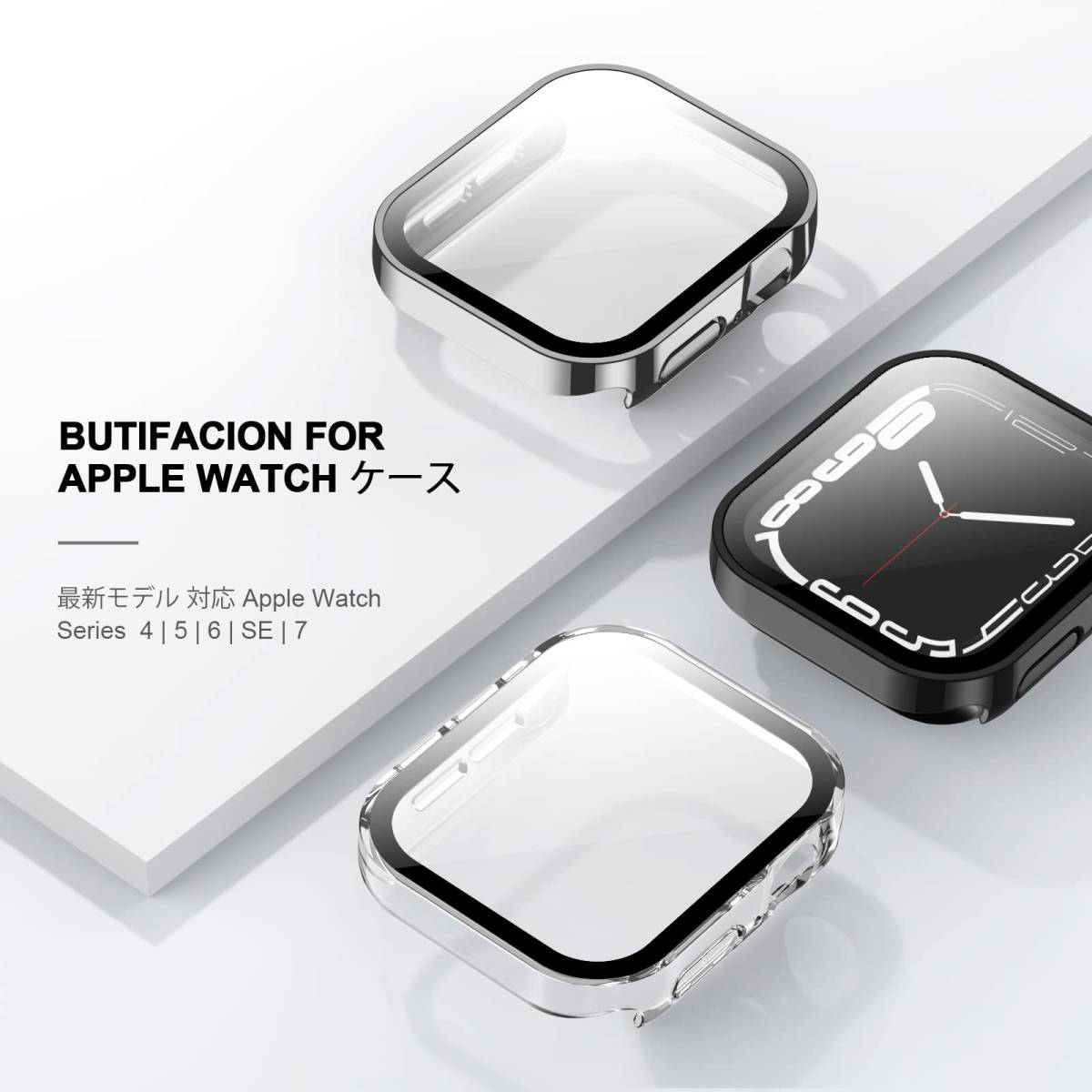 【特価セール】光沢感 iwatch 耐衝撃 頑丈 軽量 PC素材 ガラスフィルム 防水 カバー アップルウォッチ シルバー 保護 _画像4