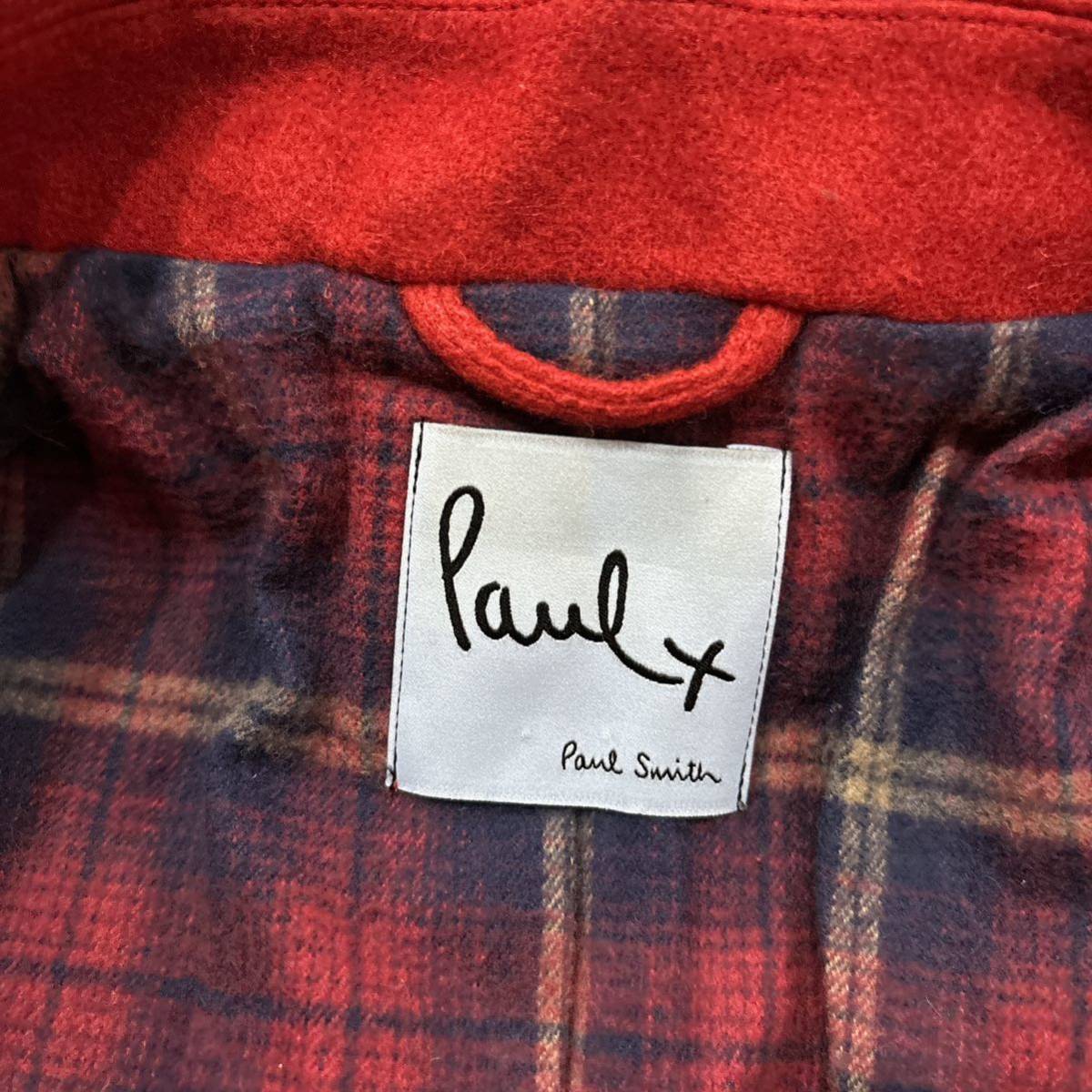 U ＊ 良品 日本製 '着心地抜群' Paul+ Paul Smith ポールスミス 高品質 メルトンウール Pコート size42 レディース 婦人服 アウター RED_画像6