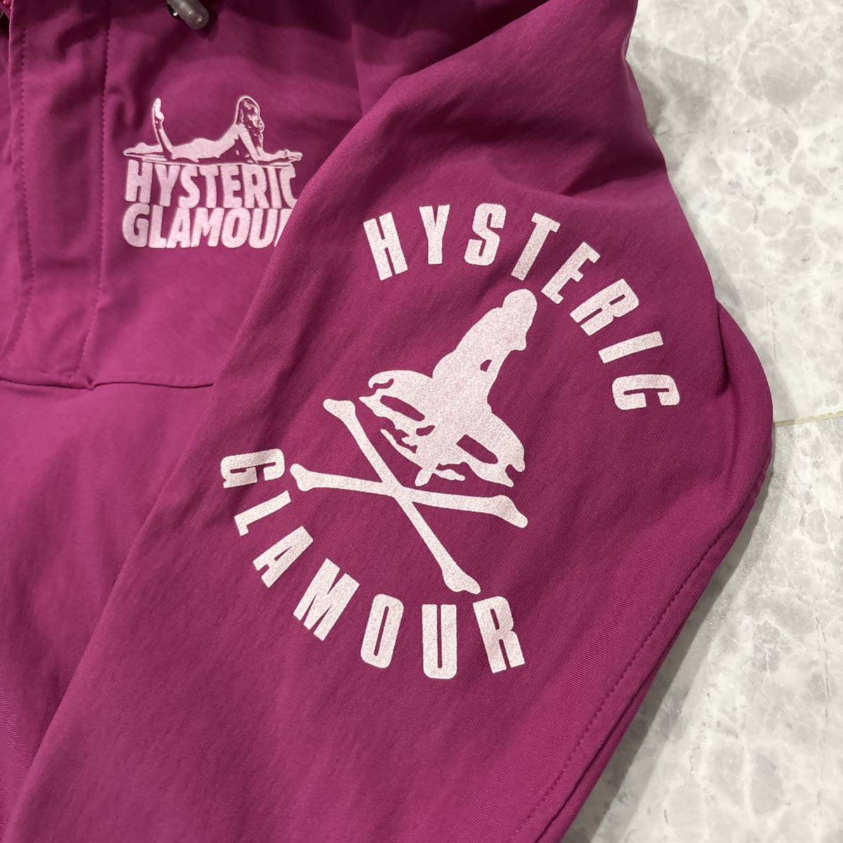 WW ＊ 美品 日本製 '人気 ガールプリント' HYSTERIC GLAMOUR ヒステリックグラマー STRETCH ハーフジップ / パーカー S メンズ フーディー_画像5