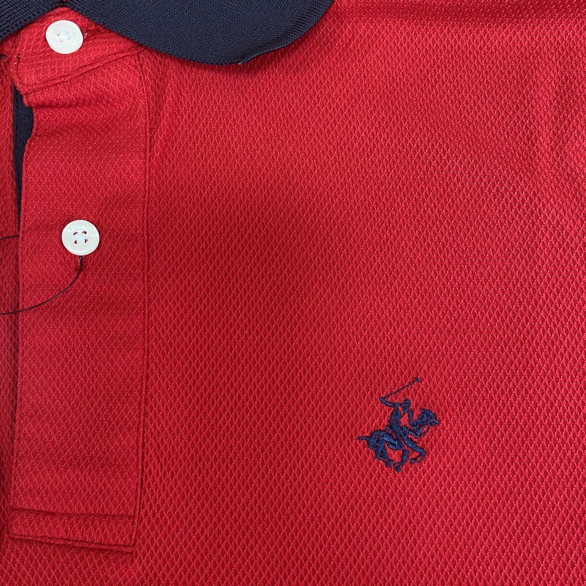 L ビバリーヒルズポロクラブ 新品 半袖ポロシャツ 襟付きトップス 吸汗速乾 ドライ 赤 メンズ 紳士 アウトドア ゴルフウェア スポーツgolf