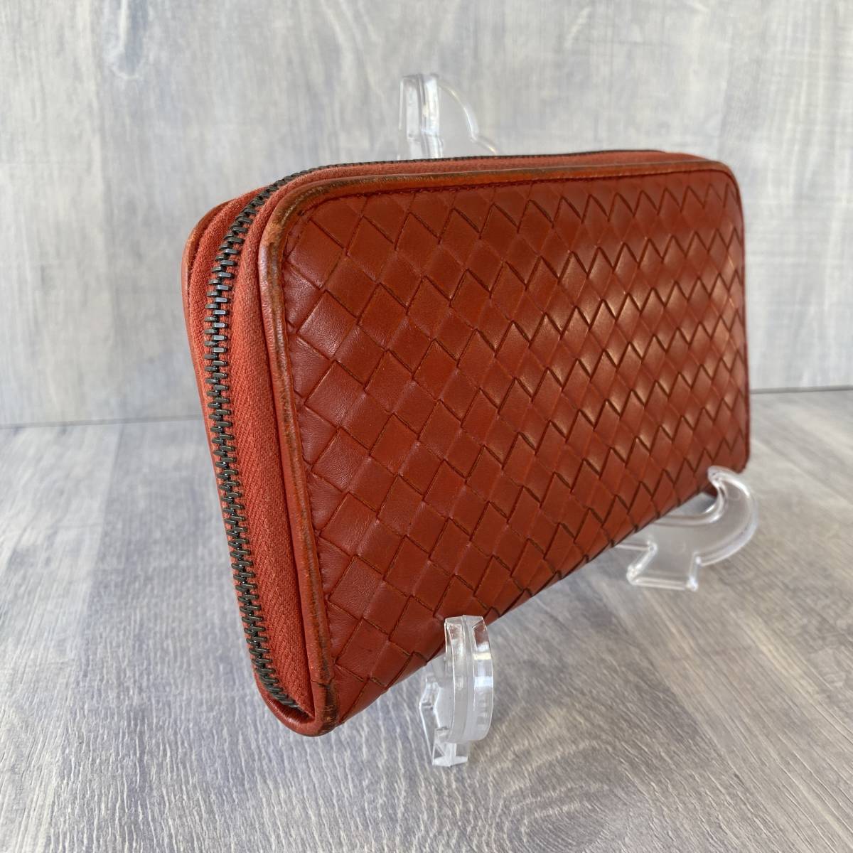 Bottega Veneta Intrecciato Leather Long Wallet Reddish brown イントレチャート レザー 長財布 赤茶色 ロングウォレット_画像10