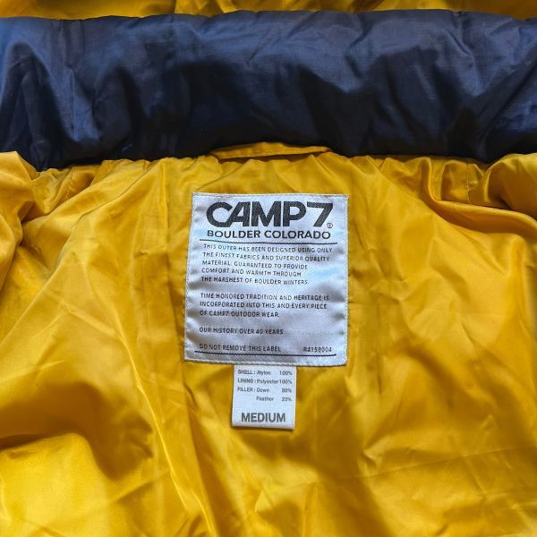 CAMP7 キャンプセブン CP4401616103 レトロ ダウン ジャケット 肉厚 ナイロン フード フーディー パーカー アウター 古着 M ネイビー 紺_画像4
