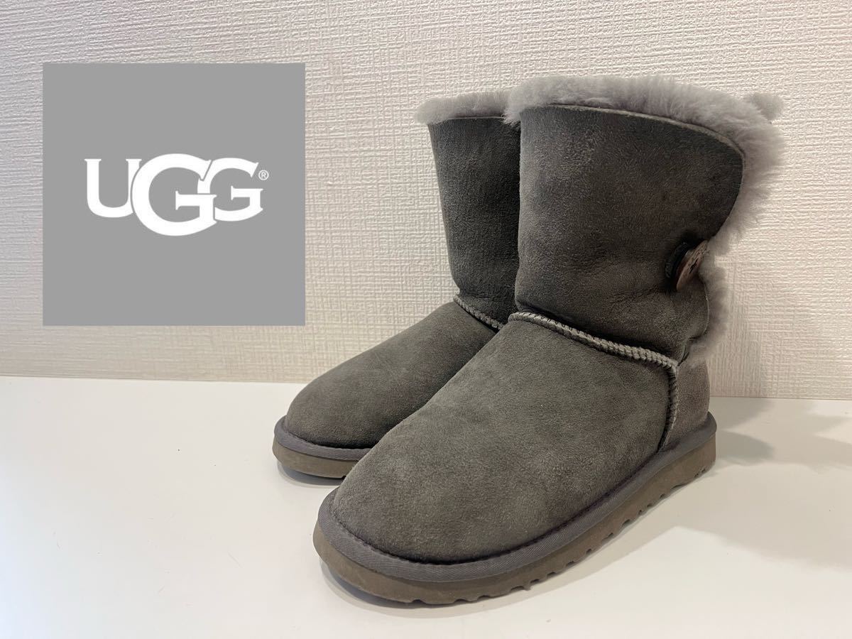 ★UGG★アグ★BAILEY BUTTON II★5803★ベイリーボタン★ムートンブーツ★シープスキン★ショートブーツ★グレー★US7★24.0cm★_画像1