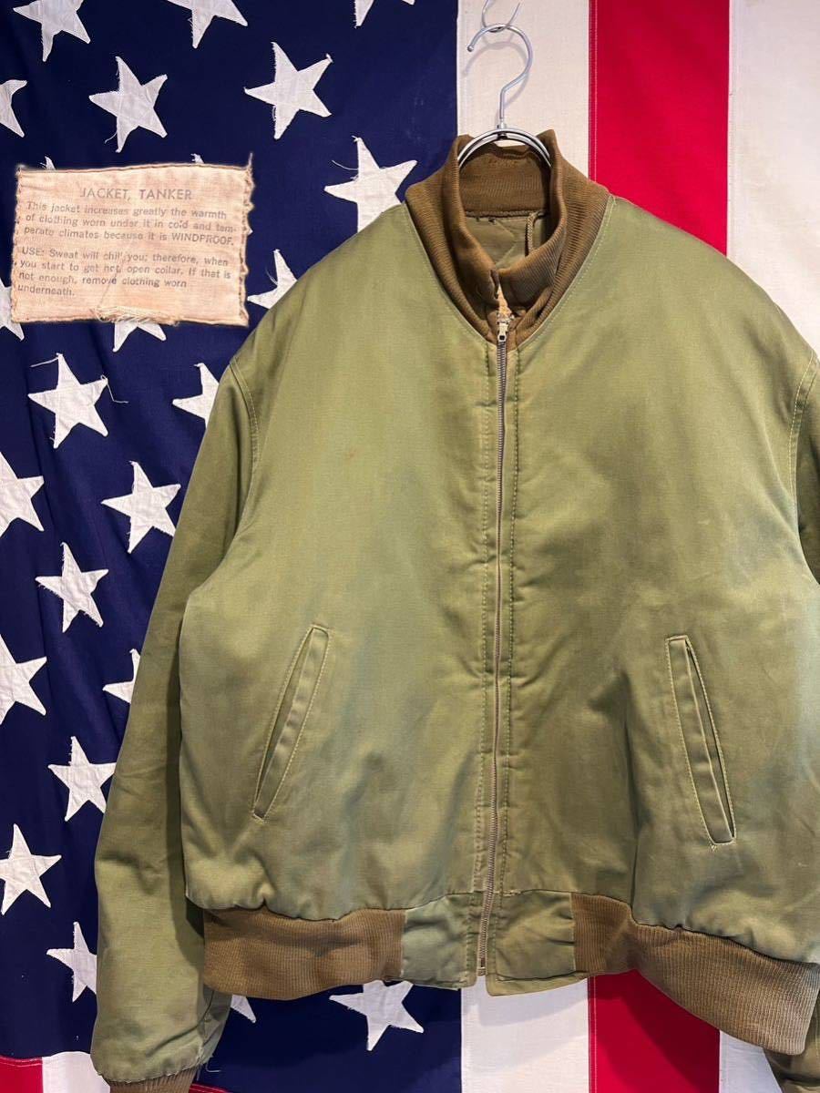 ★40s★ww2★U.S.ARMY★JACKET,TANKER★USA製バネ式CROWNジッパー★タンカージャケット★ミリタリー★サイズ相当★ヴィンテージ★_画像1