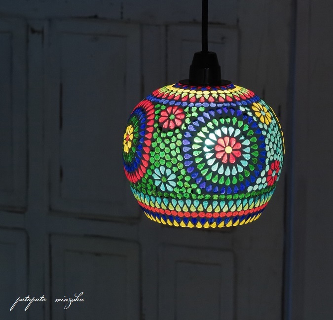 オーバル カラフルモザイク ランプ イスラミック カラフル パタミン 照明 ペンダントライト ステンドグラス_画像2
