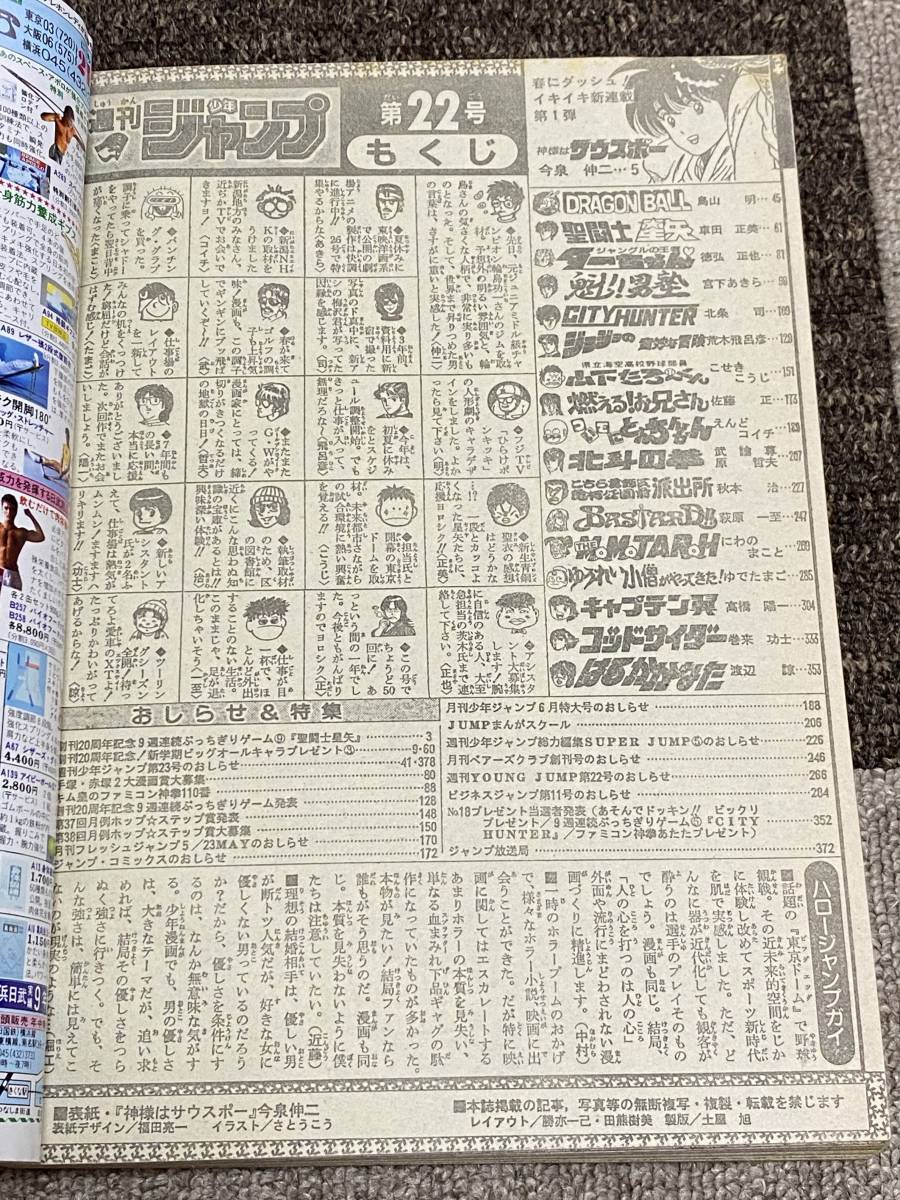 週刊少年ジャンプ 1988年 22号 キャプテン翼 最終回掲載 聖闘士星矢裏表紙 神様はサウスポー 表紙 巻頭カラー ドラゴンボール ジョジョ_画像7