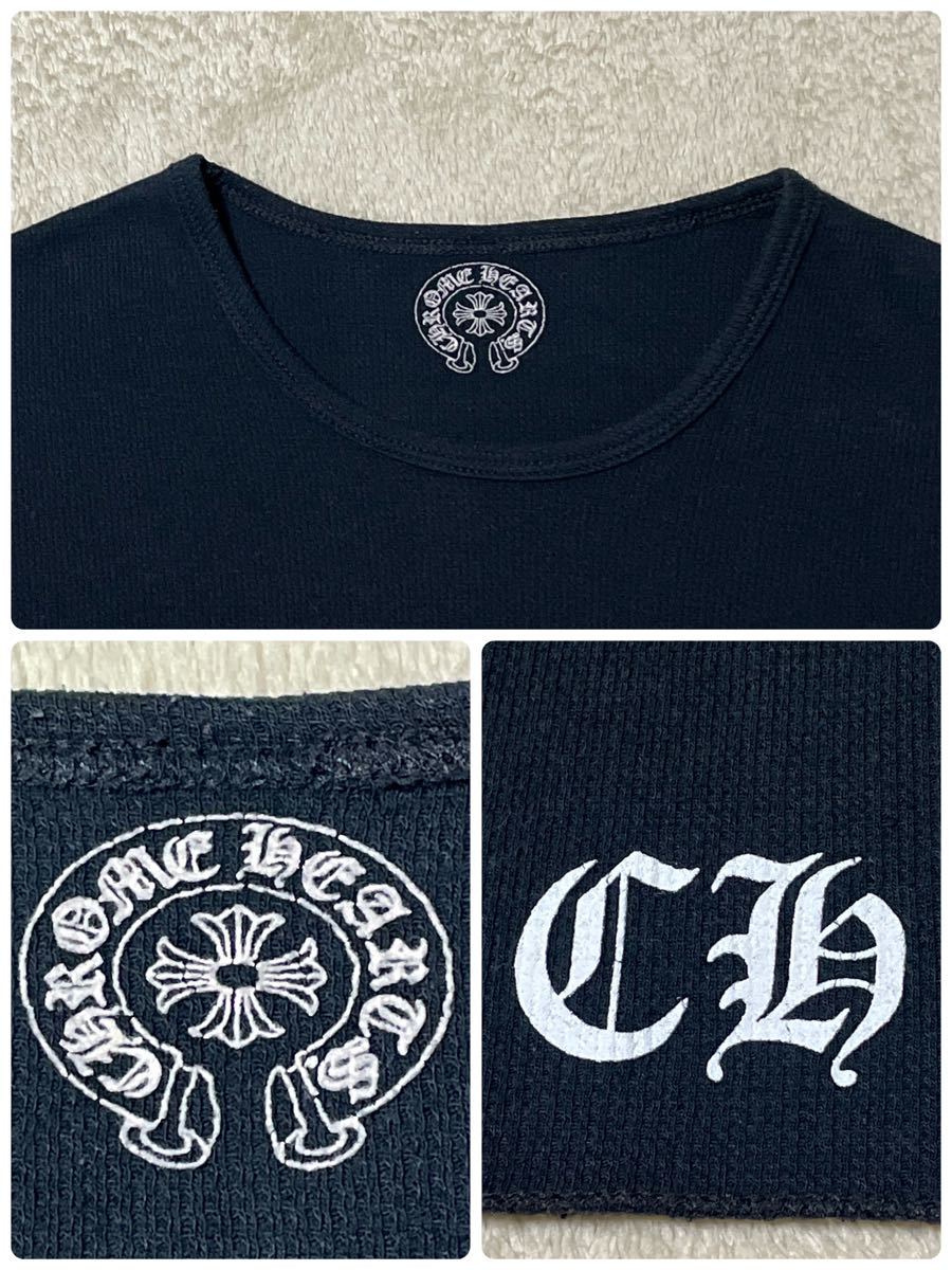 クロムハーツ サーマル 長袖 Tシャツ サイズ S CH クロス スクロールラベル ロゴ ブラック CHROME HEARTS tee 黒 ロングスリーブ ロンT_画像2