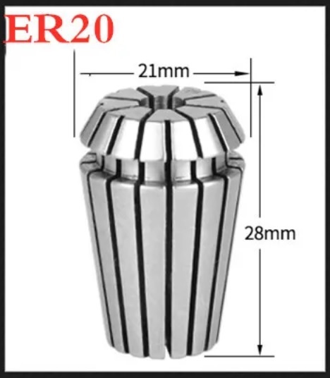 ER20 コレット CNC フライス 旋盤 1～13mm 1/8" 1/4" 1/2" +A Typeナット 計17個セット_画像2