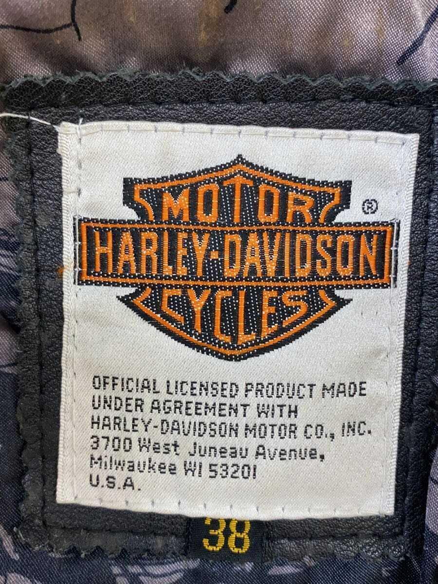 HARLEY DAVIDSON* double rider's jacket /38/ leather /BLK