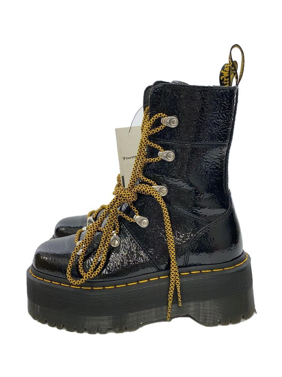 Dr.Martens◆箱有/GHILANA/レースアップブーツ/UK4/BLK/エナメル/27788001