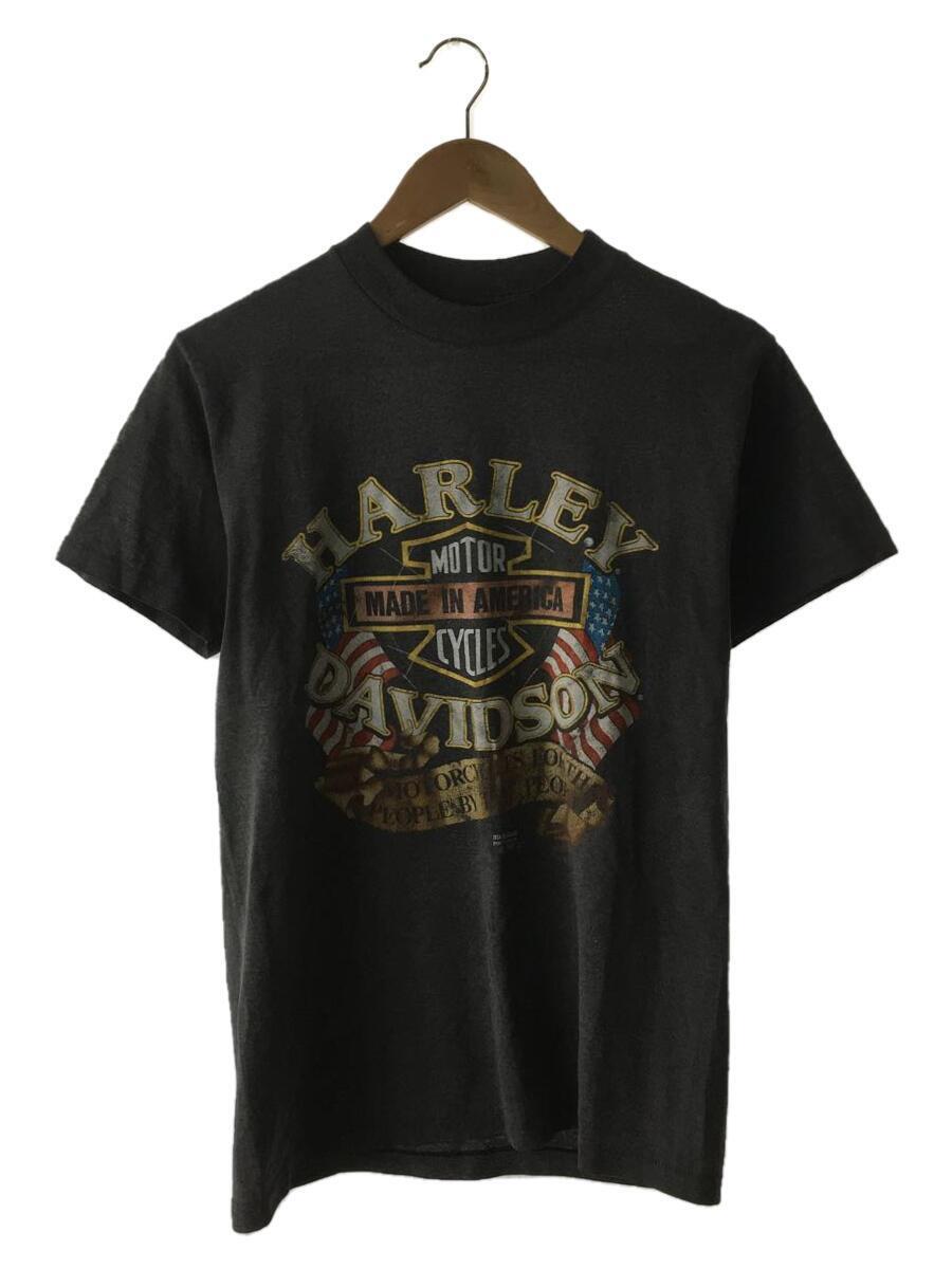 HARLEY DAVIDSON◆Tシャツ/M/ポリエステル/グレー/3D EMBLEM/1990