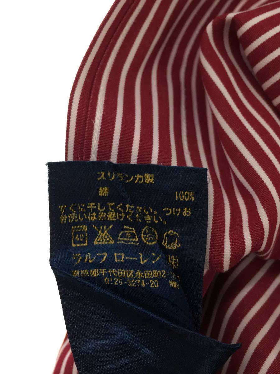 RALPH LAUREN◆長袖シャツ/S/コットン/RED/ストライプ_画像4