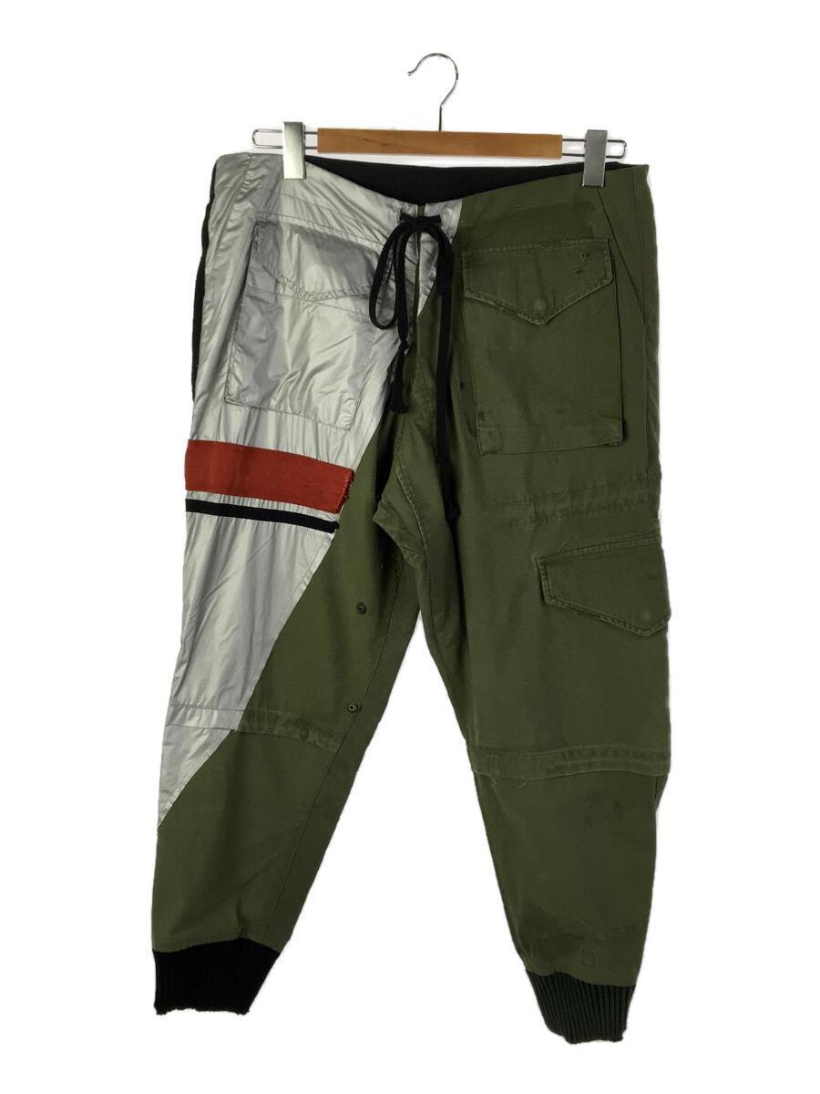 GREG LAUREN◆カーゴパンツ/3/コットン/KHK/切替クリップドカーゴパンツ