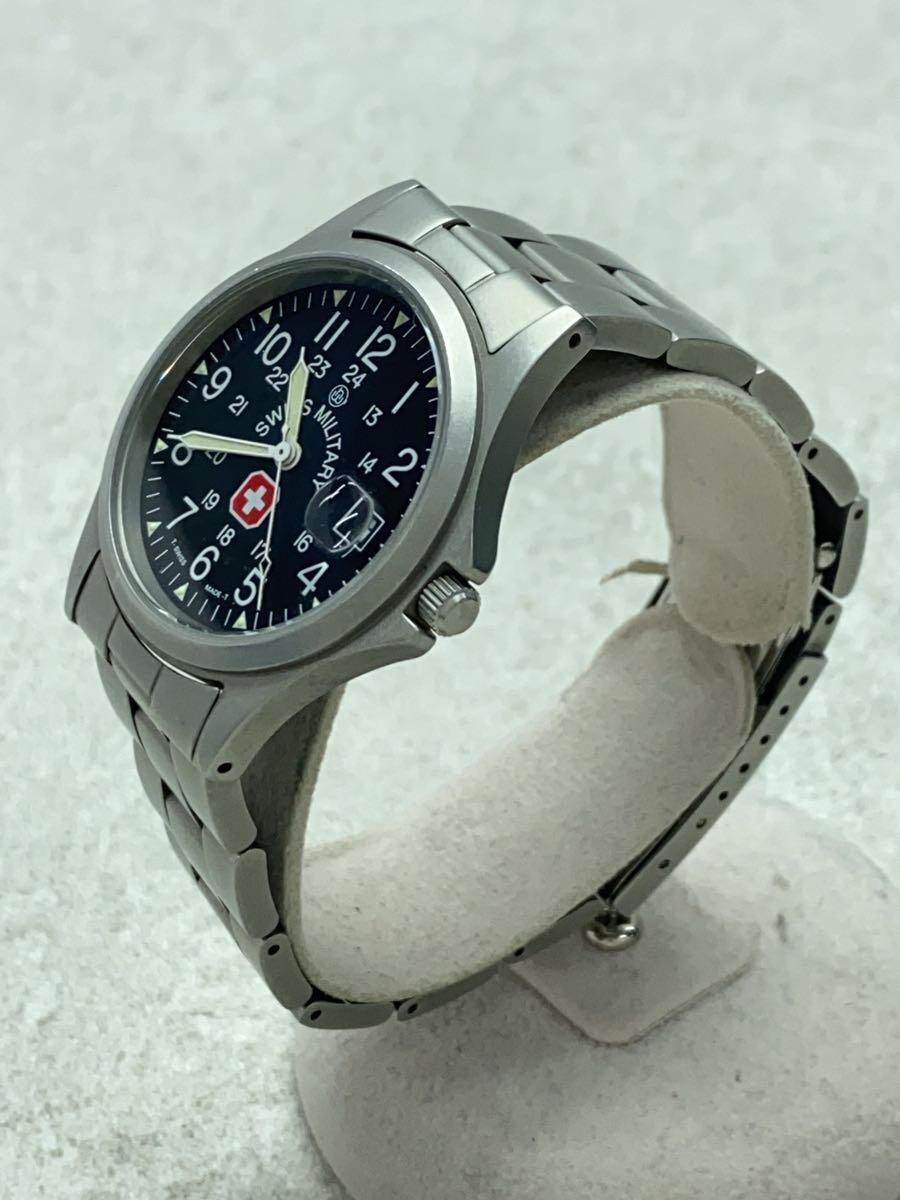 SWISS MILITARY WATCH◆クォーツ腕時計/アナログ/ステンレス/BLK/6-413_画像2