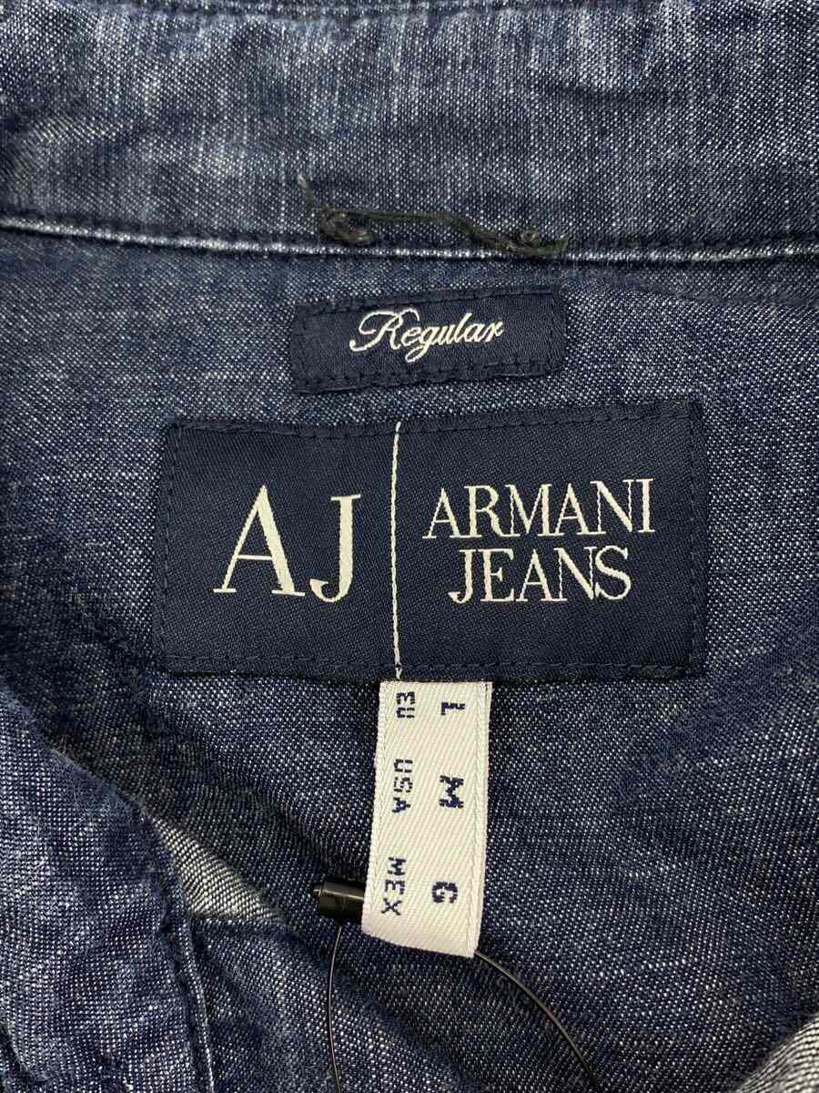 ARMANI JEANS◆長袖シャツ/L/コットン/NVY/無地_画像3