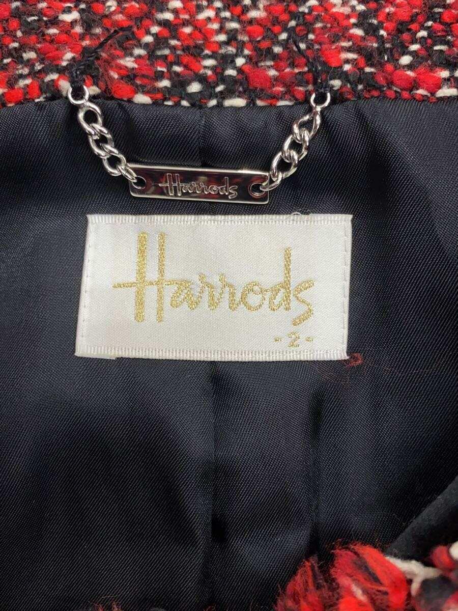 Harrods◆コート/2/アクリル/RED/10500221_画像3