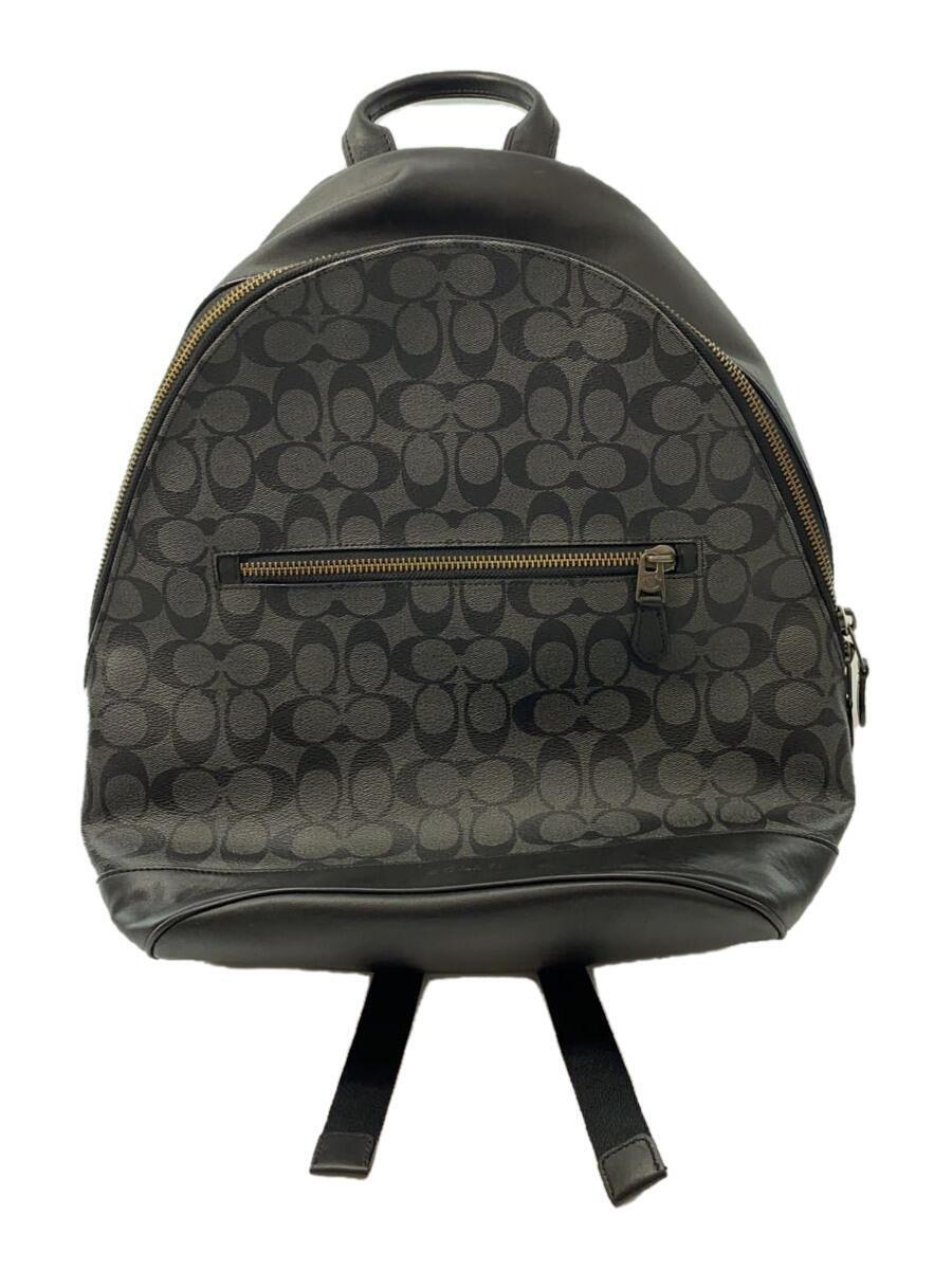 COACH◆WEST SLIM BACKPACK/シグネチャー/リュック/レザー/ブラック/総柄/F78756/