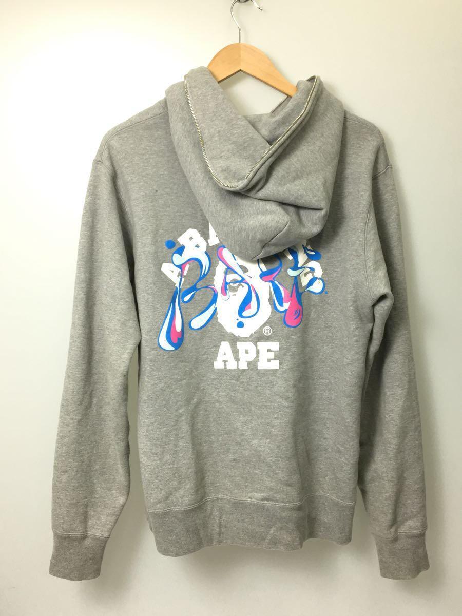 A BATHING APE◆ジップパーカー/XL/シルク/GRY/001ZPI301008M_画像2