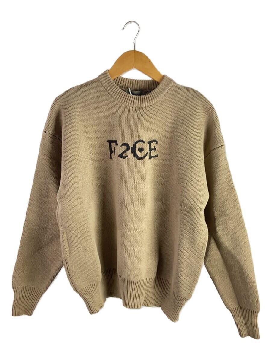 F2CE/LOVE HERAT LOGO KNIT SWEATER/ロゴニットセーター/XS/コットン/ベージュ