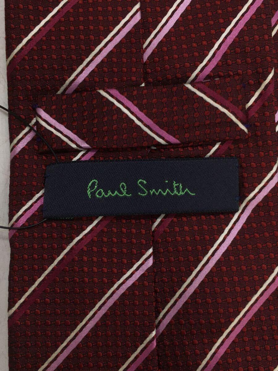 Paul Smith◆ネクタイ/シルク/RED/ストライプ/メンズ_画像3