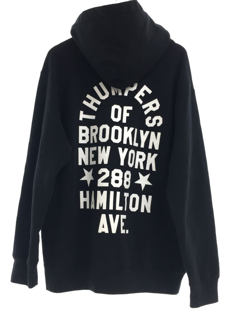 THUMPERS BROOKLIN NYC USA◆ADDRESS HOODIE/裏起毛/バックプリント/パーカー/XL/コットン/BLK/プリント_画像2