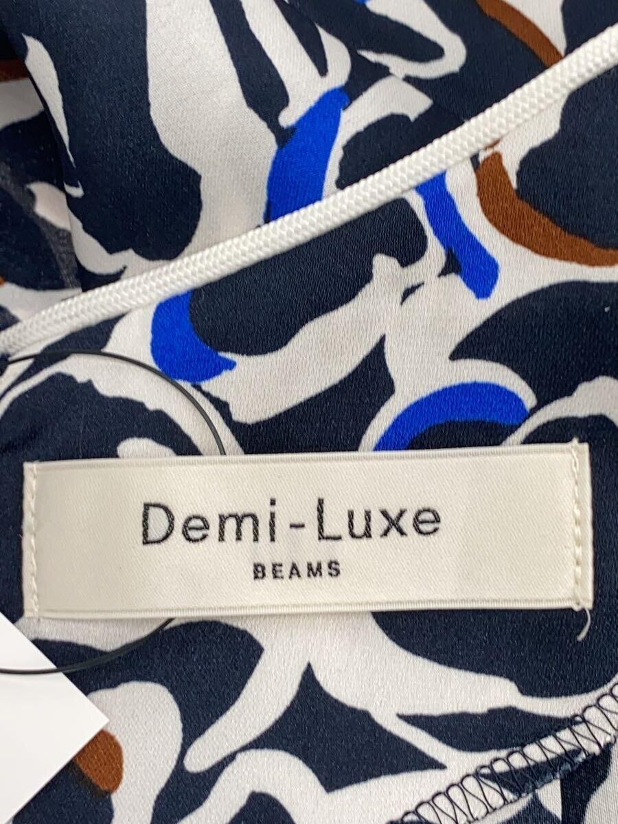 Demi-Luxe BEAMS◆クルーネックプリントワンピース/ノースリーブワンピース/38/ポリエステル/NVY/総柄_画像3