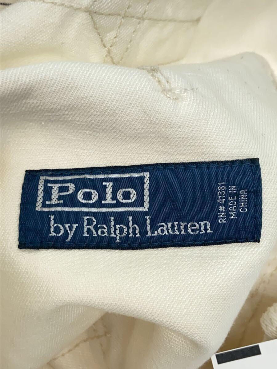 POLO RALPH LAUREN◆コットンリネン/ダメージ・リペア・ペイント加工/バックルバック/33/コットン/WHT_画像4