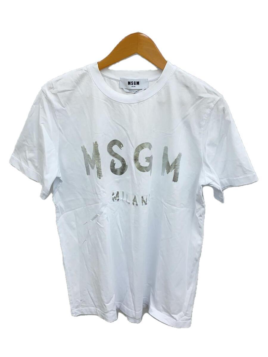 MSGM◆クルーネックフラッシュロゴTシャツ/M/コットン/WHT/3241MDM510M