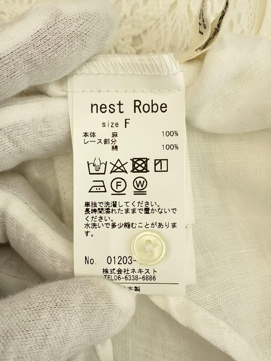 nest Robe◆長袖ワンピース/FREE/リネン/ホワイト/001203-1047_画像4