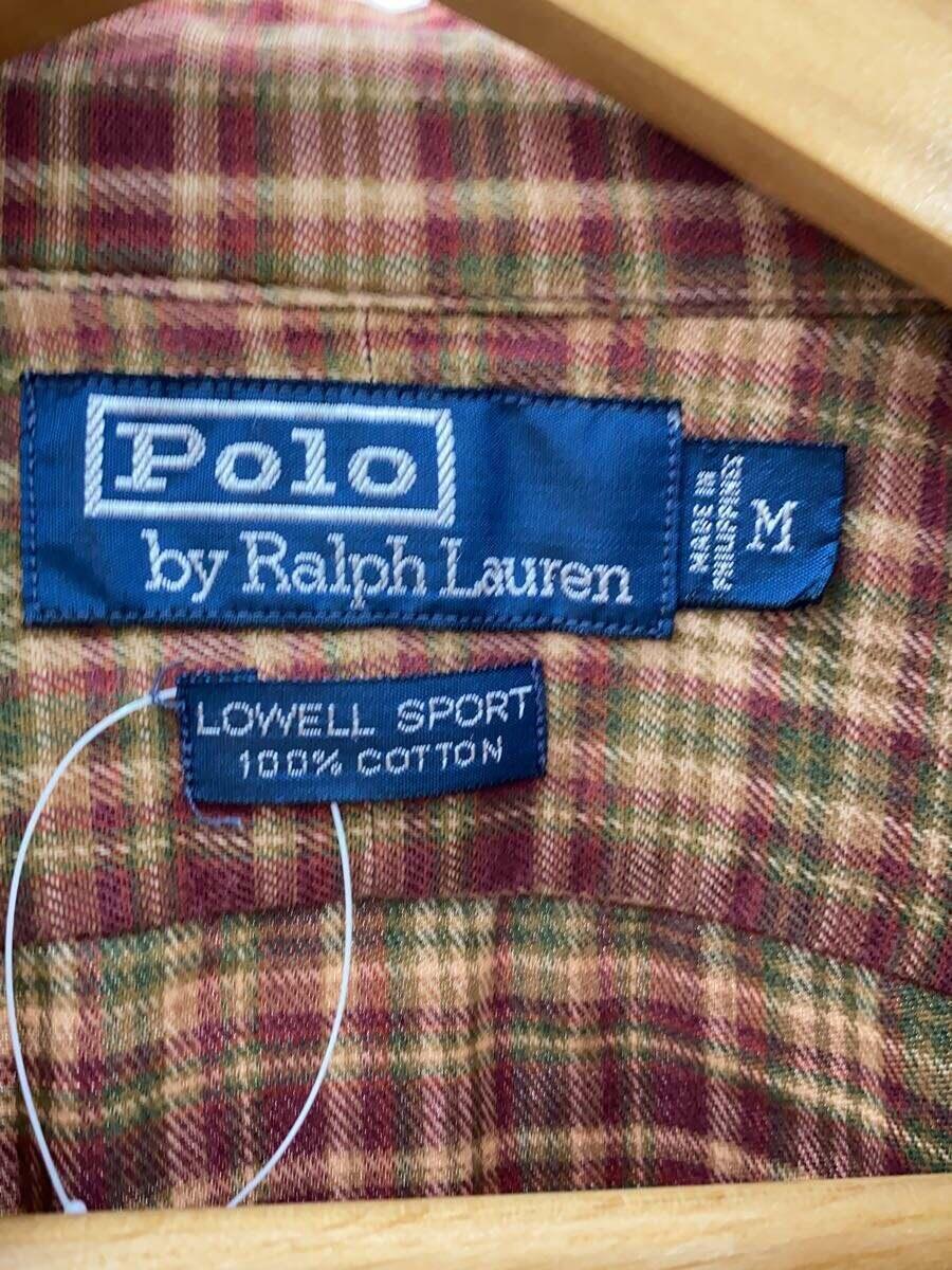 POLO RALPH LAUREN◆ミニポニー/レギュラーシャツ/90s/長袖シャツ/M/コットン/BRW/チェック_画像3