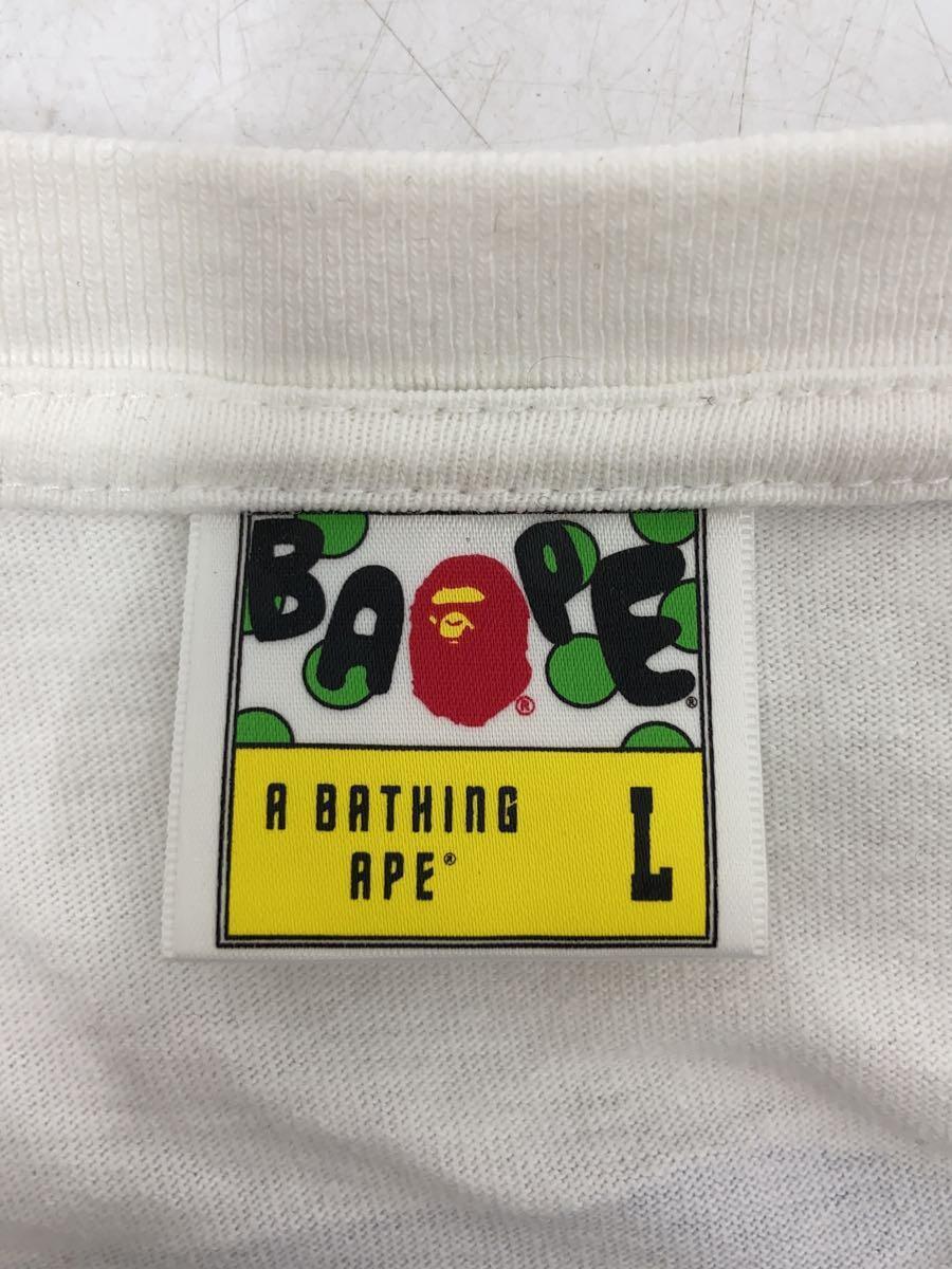 A BATHING APE◆長袖Tシャツ/L/コットン/WHT/無地_画像3