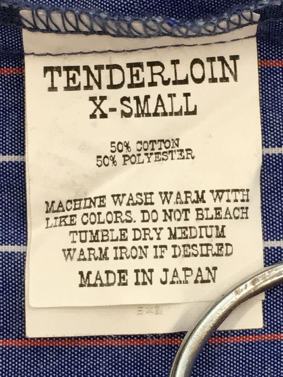 TENDERLOIN◆長袖シャツ/XS/コットン/BLU/ストライプ_画像4