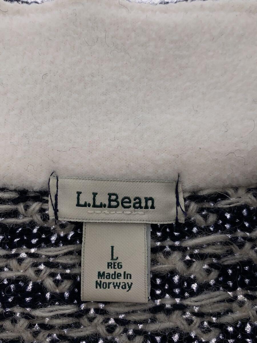 L.L.Bean◆ジップアップニットジャケット/L/ウール/NVY/総柄_画像3