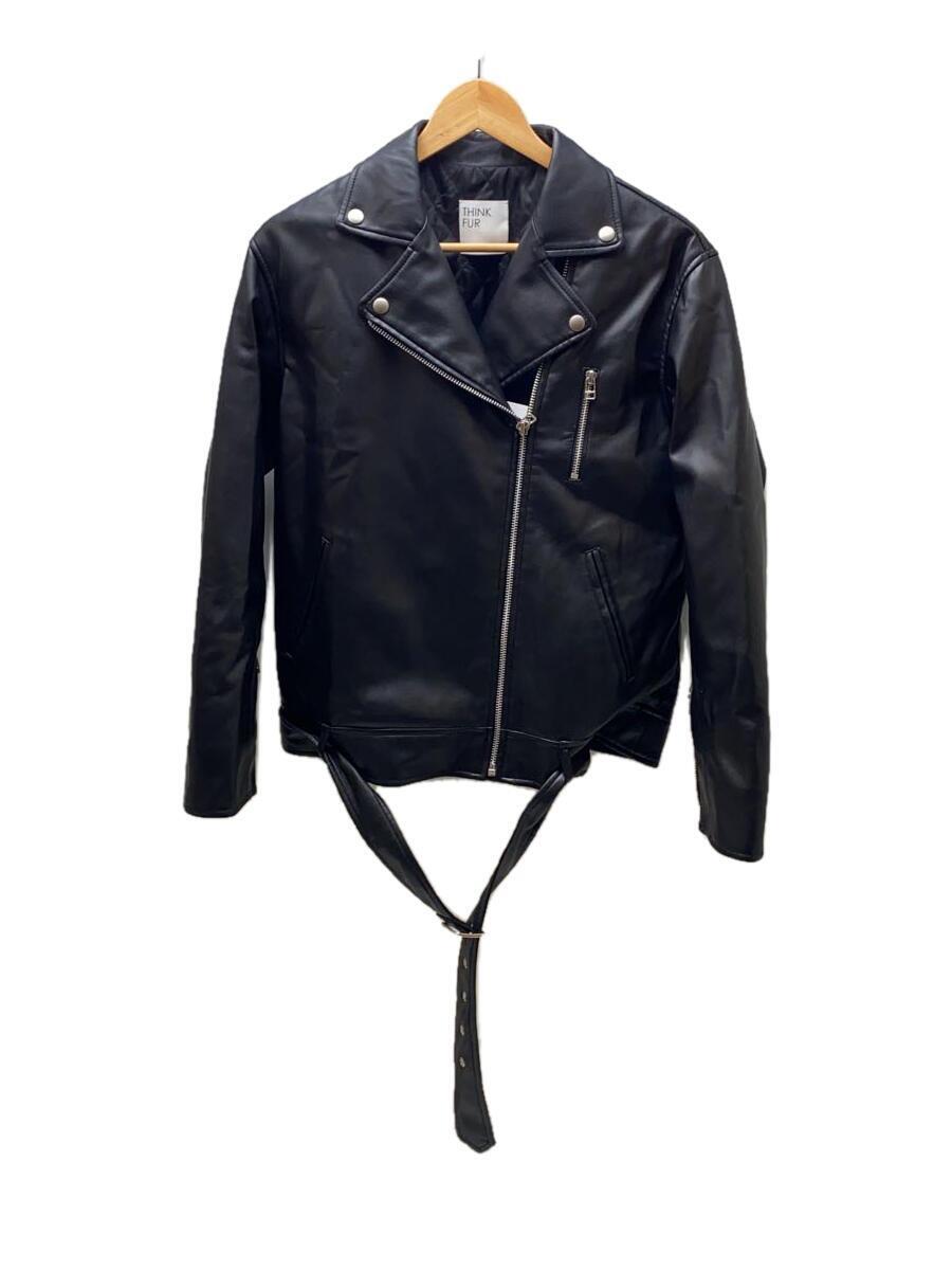 THINK FUR/Eco Leather Riders Jacket/S/フェイクレザー/BLK