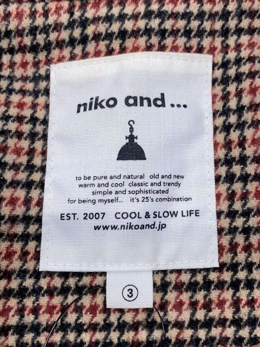 niko and...◆チェスターコート/3/ポリエステル/BRW/総柄/st86tk04to_画像3