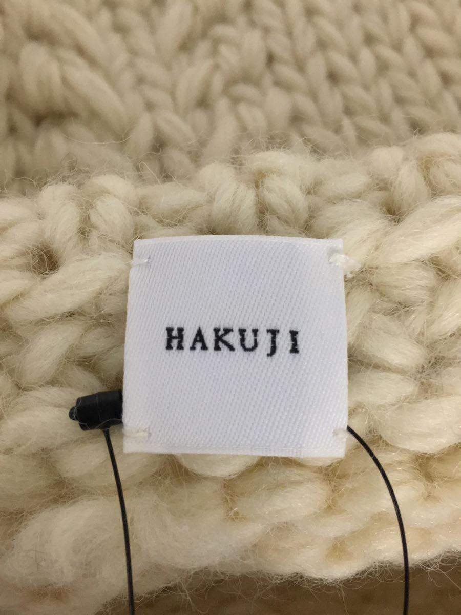 HAKUJI◆HAND KNIT/ニット/セーター(厚手)/ウール/ホワイト/ケーブルニット/H051951_画像3