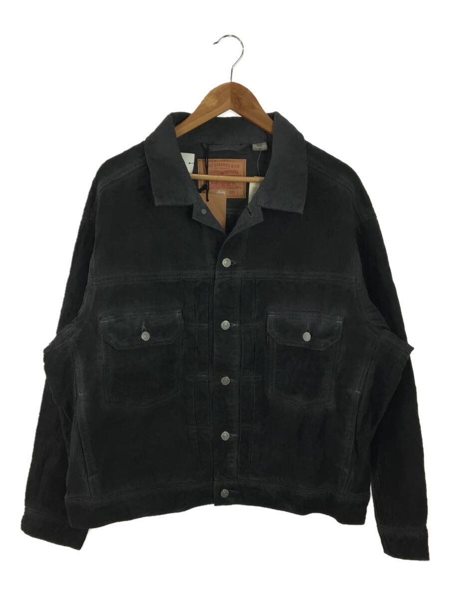 Levi’s◆JACQUARD TRUCKER JACKET/Gジャン/L/コットン/ブラック/総柄