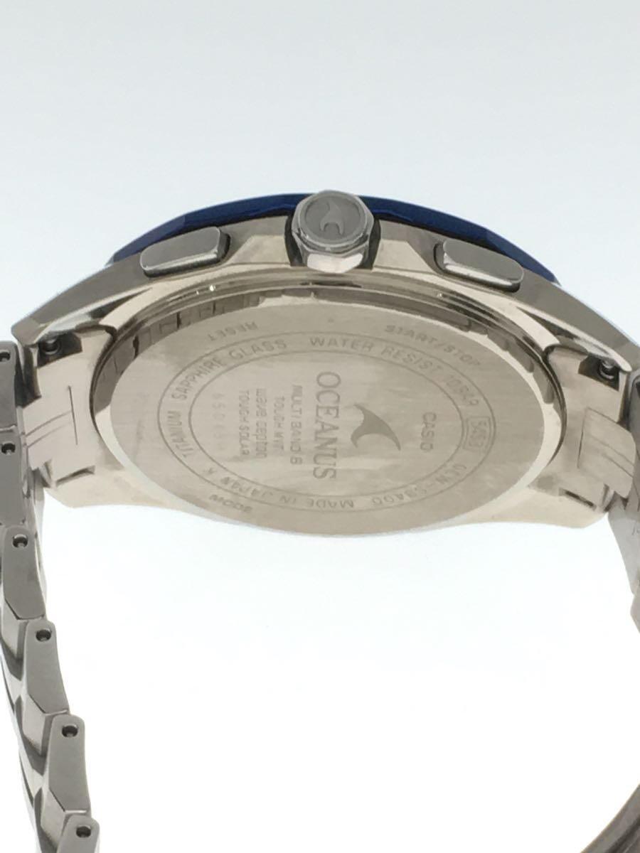 CASIO* solar wristwatch *OCEANUS/ analogue / stainless steel / blue / silver SS/OCW-S3400D-2AJF